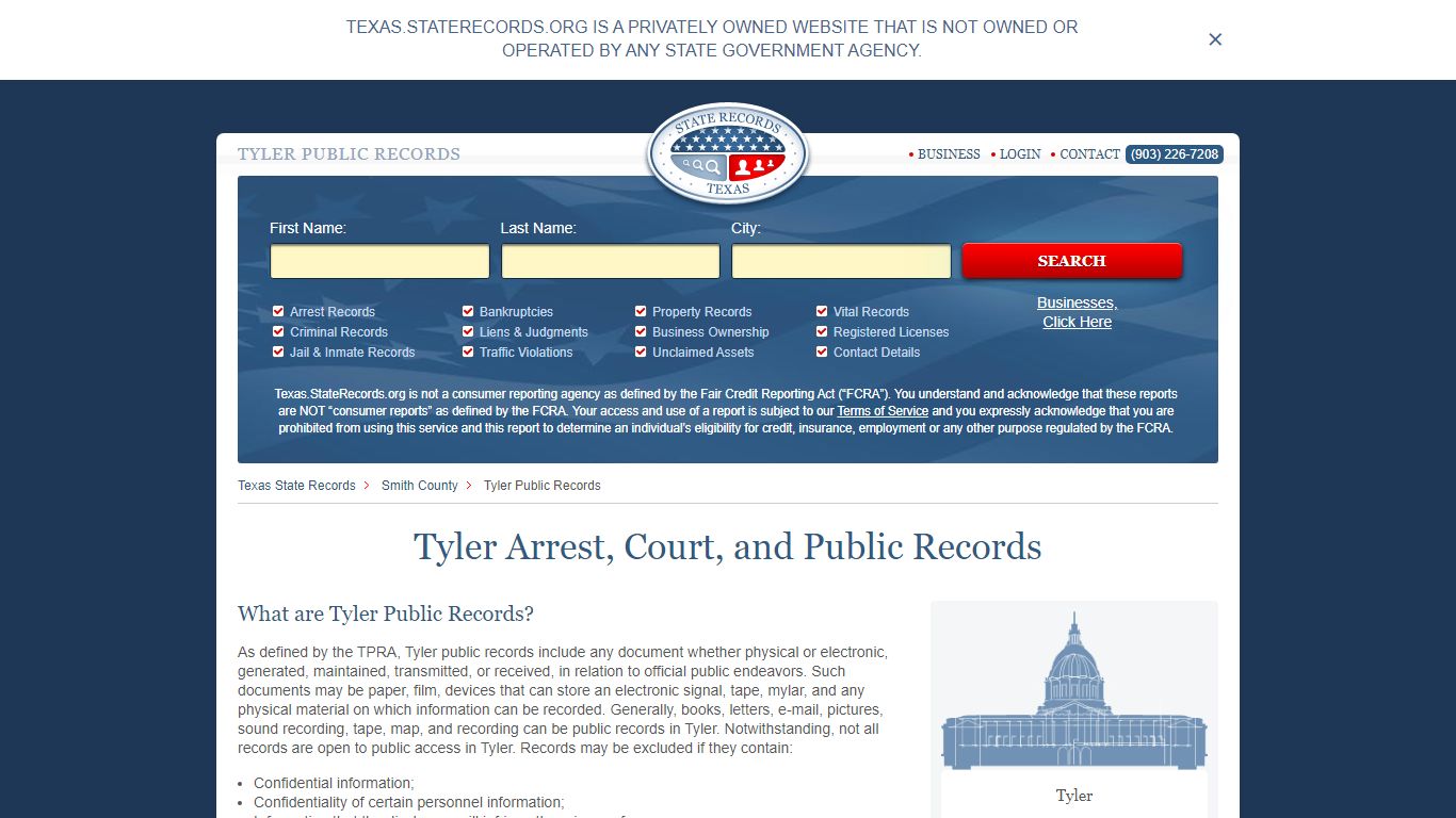 Tyler Arrest and Public Records | Texas.StateRecords.org